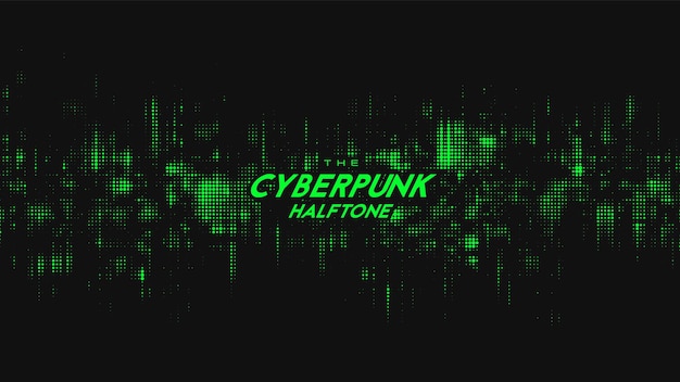 Abstrakte grüne Cyberpunk-Halbton-Schallwelle