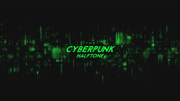 Abstrakte grüne Cyberpunk-Halbton-Schallwelle