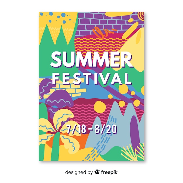 Kostenloser Vektor abstrakte hand gezeichnetes musikfestivalplakat