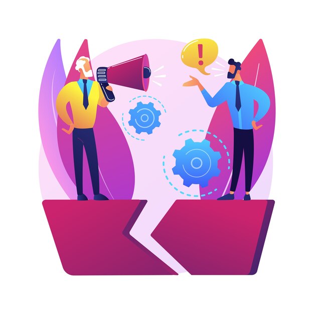 Abstrakte Konzeptillustration der Kommunikationslücke. Informationsaustausch, Verständnis, effektive Kommunikation, Körpersprache, Gefühle und Erwartungen, Beziehung.