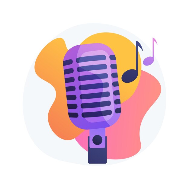 Abstrakte Konzeptillustration der populären Musik. Beliebte Sänger-Tour, Popmusik-Industrie, Top-Chart-Künstler, Produktionsservice für Musikbands, Aufnahmestudio, Buch für Veranstaltung