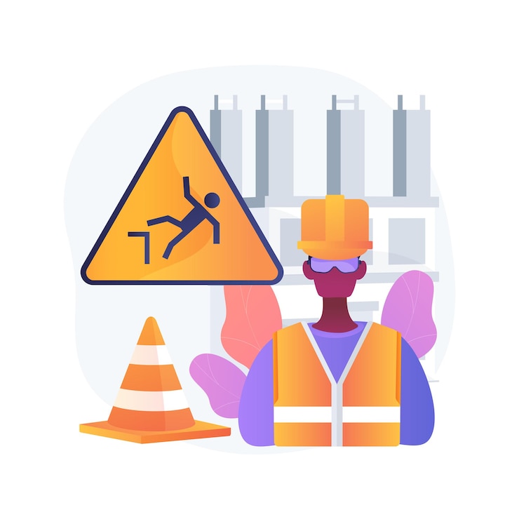 Kostenlose Vektor abstrakte konzeptillustration des baustellenschutzes. mehrflächiger vorübergehender schutz, vermeidung von schäden und verzögerungen, gewerbliche bau- und bauprojekte