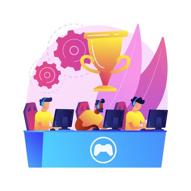 Abstrakte Konzeptillustration des Cybersport-Teams. E-Games-Turnier, Top-Esport-Team, Cybersport-Wetten, Computerclub, Kampfarena, Pokal-Qualifikation, Teamleistung