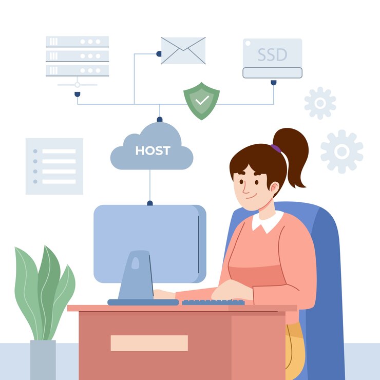 Kostenlose Vektor abstrakte kreative website-hosting-illustration