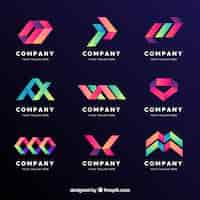 Kostenloser Vektor abstrakte logo-sammlung mit farbverlauf
