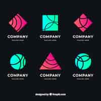 Kostenloser Vektor abstrakte logo-sammlung mit farbverlauf