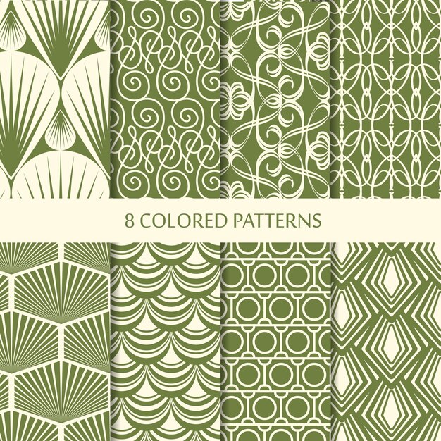 Abstrakte minimalistische Vintage nahtlose Muster gesetzt mit verschiedenen grünen geometrischen Formen der sich wiederholenden Struktur