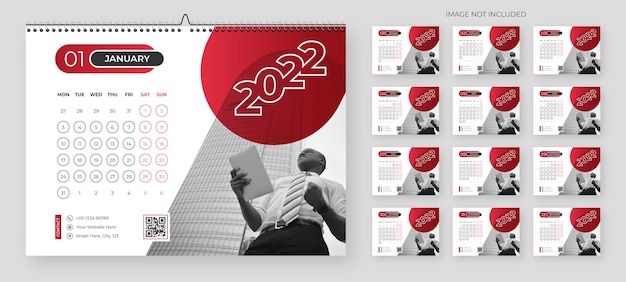 Abstrakte moderne tischkalendervorlage 2022