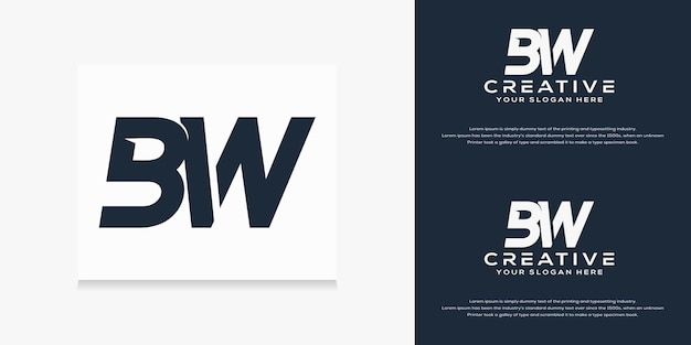 Abstrakte monogramm-anfangs-bw-logo-vorlage