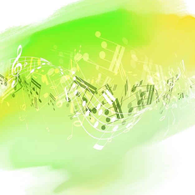 Kostenloser Vektor abstrakte musik hinweis design auf einem aquarell textur hintergrund