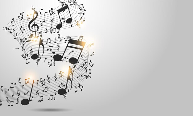 Abstrakte Musikanmerkungen auf Linie Wellenhintergrund