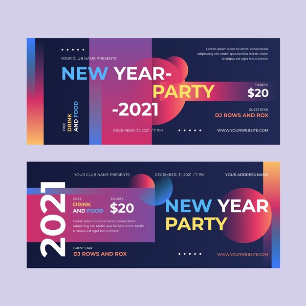 Abstrakte neujahrs-partybanner 2021