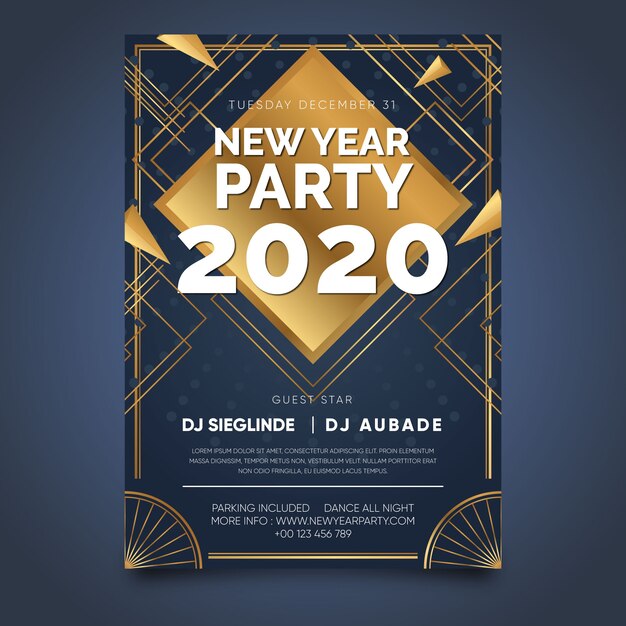 Abstrakte Party-Plakatschablone des neuen Jahres 2020