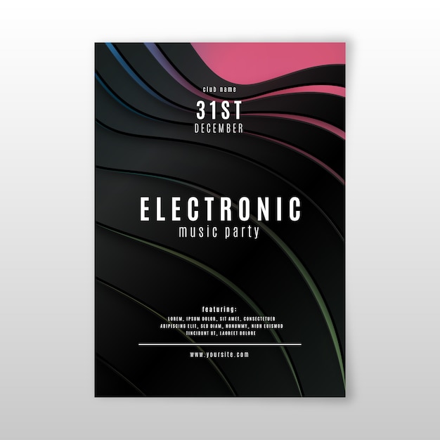 Kostenloser Vektor abstrakte plakatschablone der elektronischen musik des effektes 3d