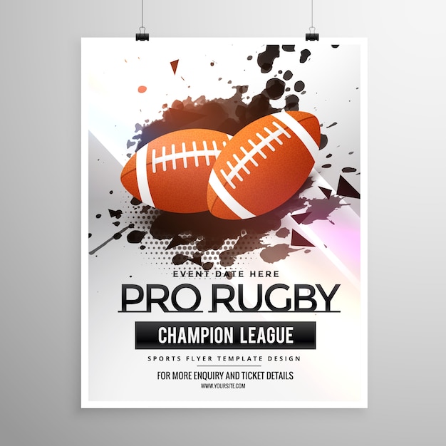 Abstrakte rugby-sport-flyer-design mit grunge-effekt