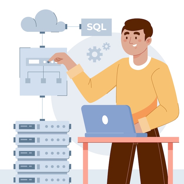 Kostenloser Vektor abstrakte technologie-sql-illustration