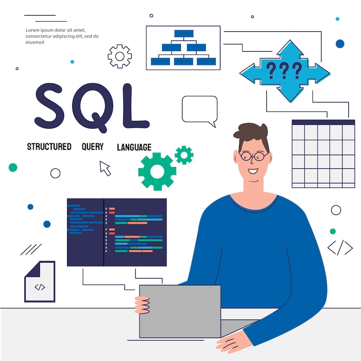 Kostenlose Vektor abstrakte technologie-sql-illustration