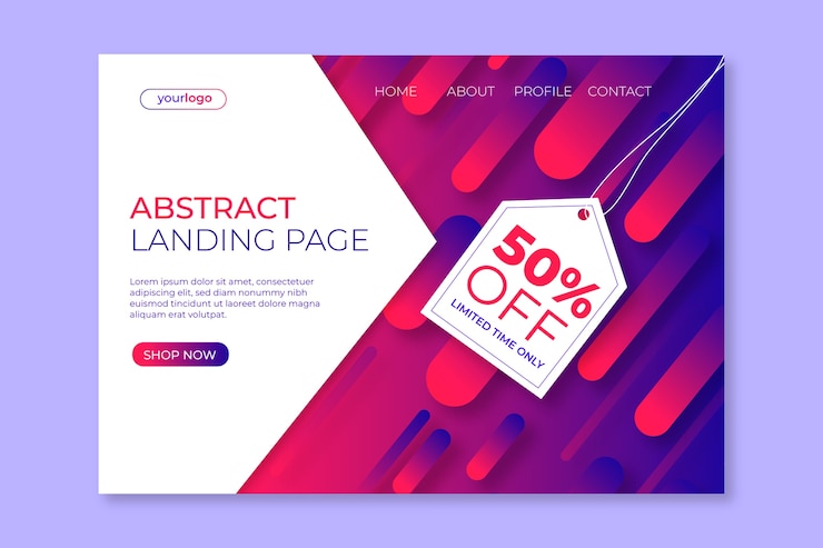 Kostenlose Vektor abstrakte verkaufs-landingpage-vorlage