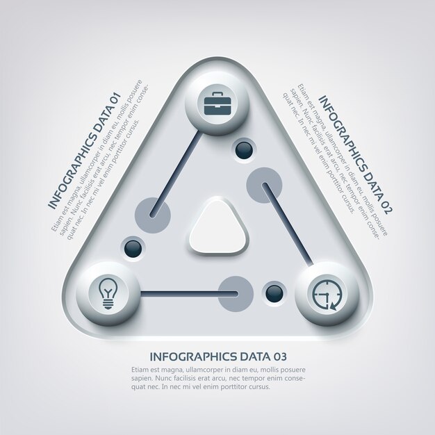 Abstrakte Web-Business-Infografik mit einem Dreieck aus drei Schritten