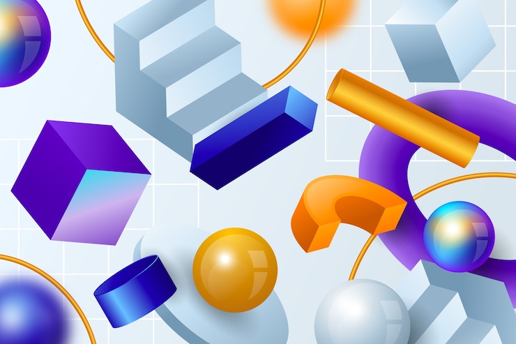 Kostenlose Vektor abstrakter 3d-hintergrund mit farbverlauf