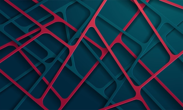Abstrakter blauer und roter Papierschnitthintergrund mit einfachen Formen