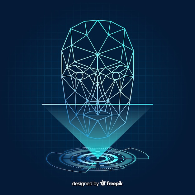 Kostenloser Vektor abstrakter flacher gesichtserkennungshintergrund