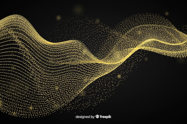 Kostenloser Vektor abstrakter goldener wellenschwarzhintergrund