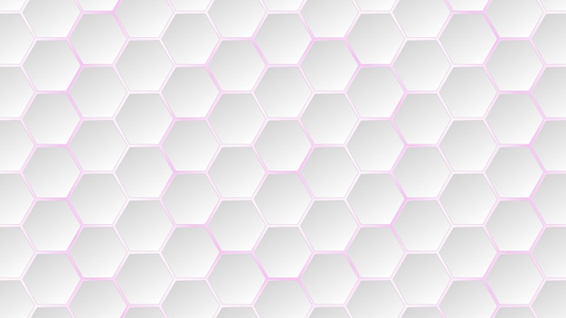 Abstrakter hintergrund aus weißen sechseckfliesen mit violetten lücken dazwischen Premium Vektoren