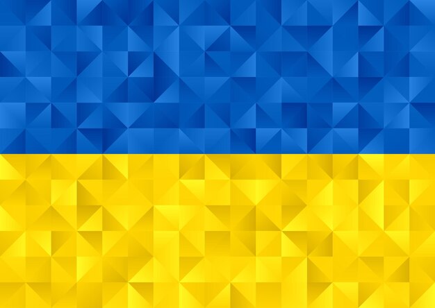 Abstrakter Hintergrund mit einem ukrainischen Flaggenhintergrund im Low-Poly-Stil