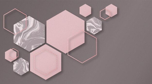 Abstrakter Hintergrund mit sechseckigen Formen und Marmorbeschaffenheit im 3D-Effekt