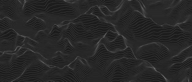 Abstrakter Hintergrund mit verzerrten Linienformen auf Schwarz