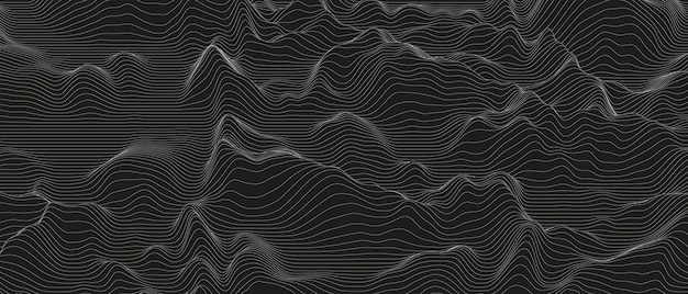 Kostenloser Vektor abstrakter hintergrund mit verzerrten linienformen auf schwarzem hintergrund