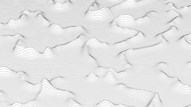 Abstrakter Hintergrund mit verzerrten Linienformen auf weißem Hintergrund Monochrome Schallwellen
