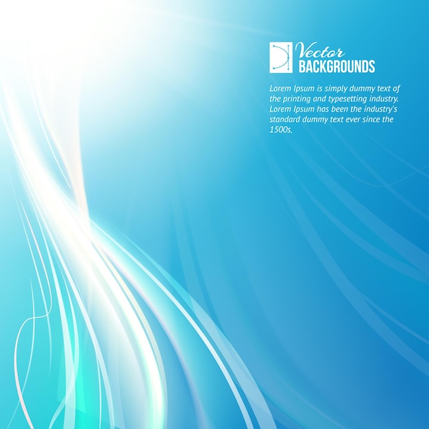 Abstrakter Hintergrund mit Wellen und Glühen Vektorillustration auf einem blauen Hintergrund
