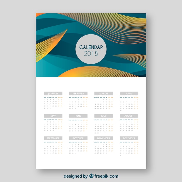 Kostenloser Vektor abstrakter kalender 2018