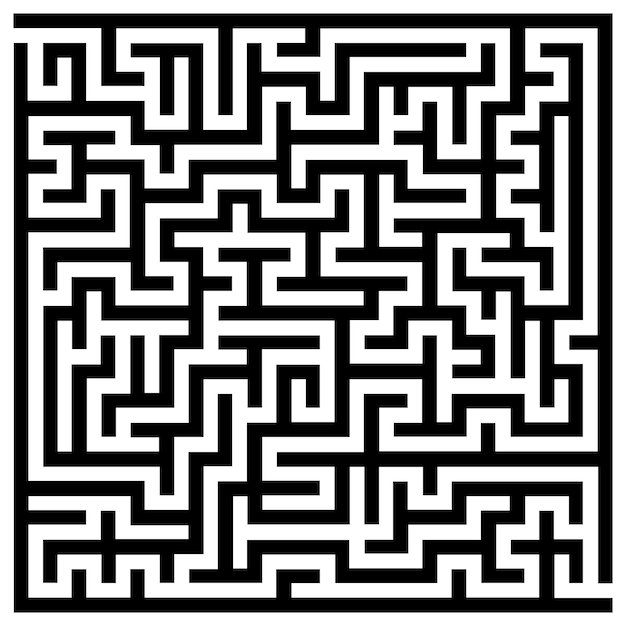 Abstrakter labyrinth-hintergrund in schwarz-weiß