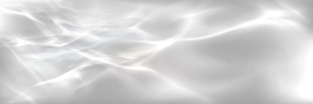 Abstrakter Lichtbrechungseffekt auf der Wasseroberfläche. Vektorrealistische Darstellung eines weißen und grauen Hintergrunds mit Farbverlauf mit Schatten und Sonnenlicht, Rauchwolkenbewegung, Nebel oder Nebelstruktur