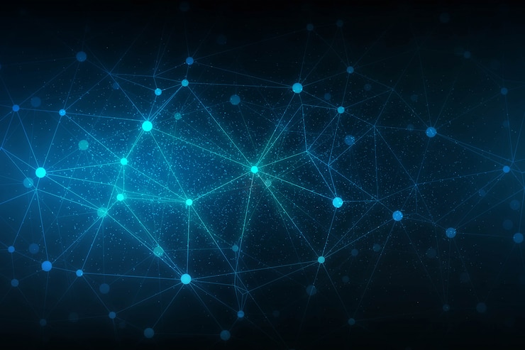Kostenlose Vektor abstrakter technologiewissenschaftshintergrund mit verbindungspolygonlinien design