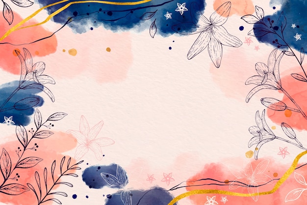 Abstraktes aquarell mit blumigem hintergrund