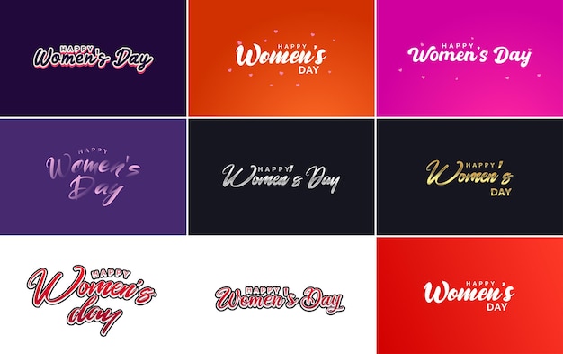 Abstraktes happy women's day-logo mit einem liebesvektordesign in rosa, roten und schwarzen farben