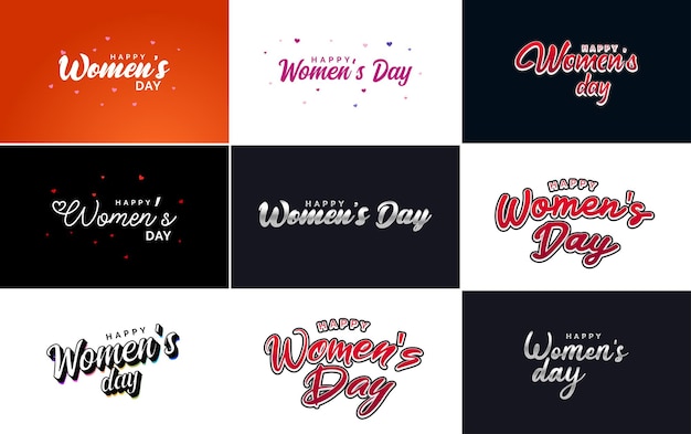 Kostenloser Vektor abstraktes happy women's day-logo mit frauengesicht und liebesvektor-logo-design in rosa und schwarzen farben