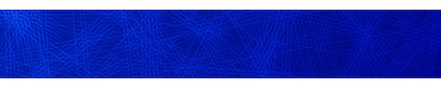 Abstraktes horizontales banner aus zufällig angeordneten linien auf blauem hintergrund Premium Vektoren