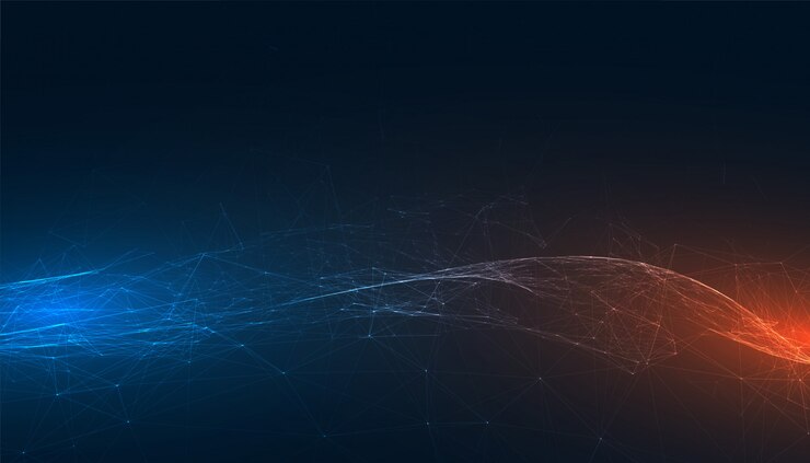 Kostenlose Vektor abstraktes technologie-banner mit blauen und orangefarbenen lichtern