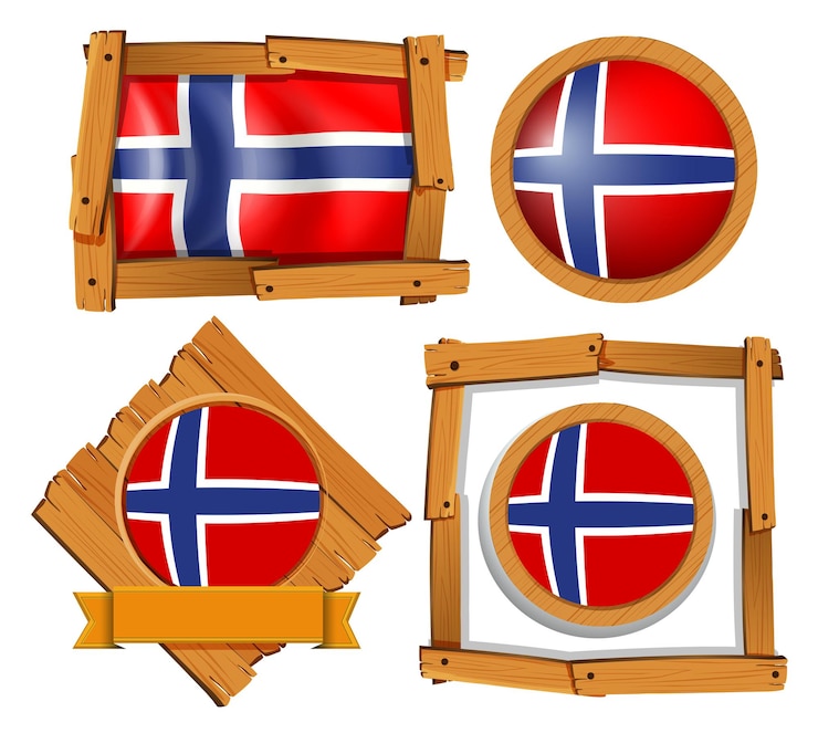 Kostenlose Vektor abzeichenentwurf für flagge von norwegen