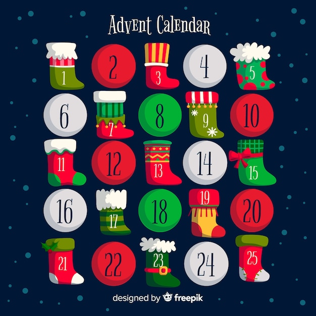 Kostenloser Vektor adventskalender socken und bälle