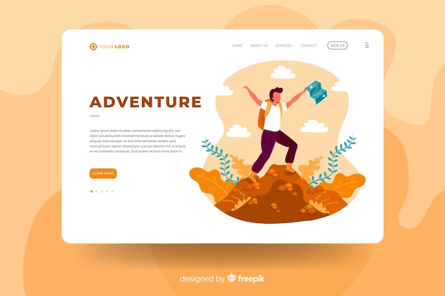 Adventure landing page template-konzept