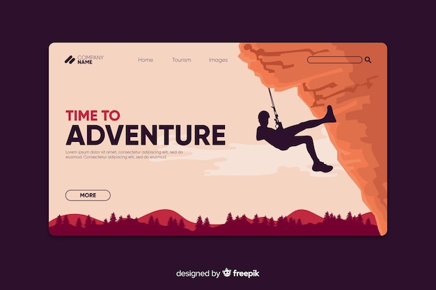 Kostenloser Vektor adventure landing page-vorlage