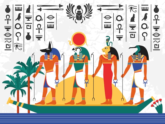 Kostenloser Vektor Ägypten flache bunte illustration