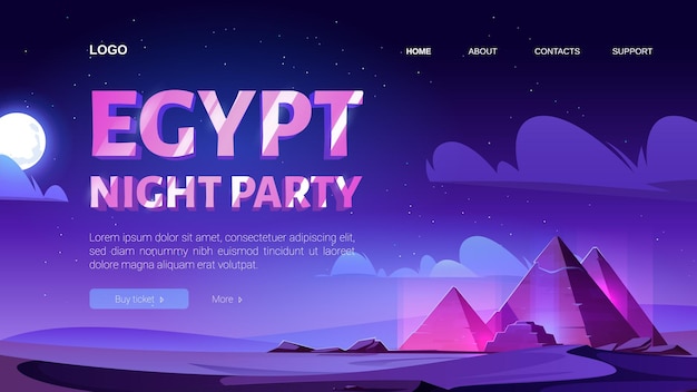 Ägypten nacht party landing page