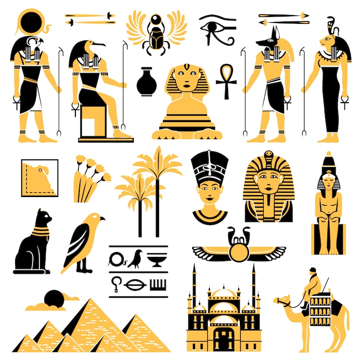 Kostenlose Vektor ägypten symbols dekorative icons set